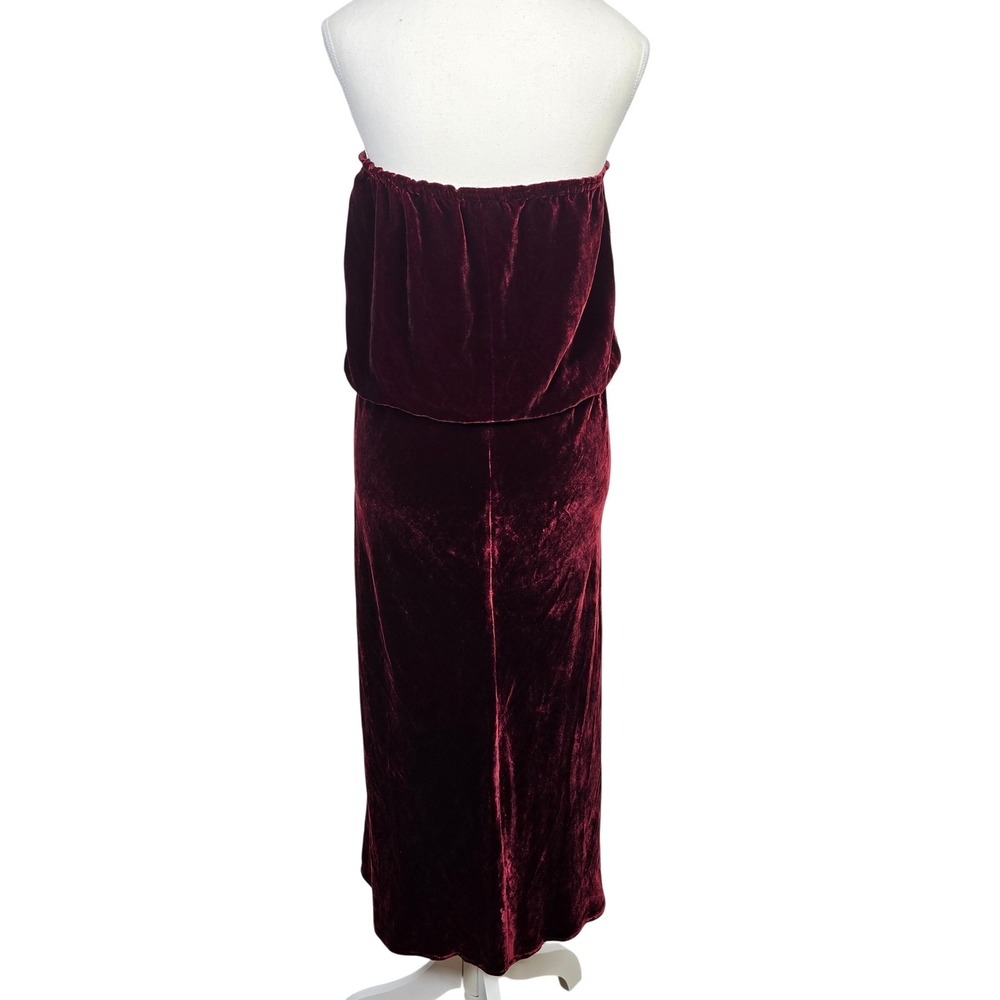 VTG J. Crew Burgundy Crushed Velvet Strapless Maxi Dress Size 10 Boho Romantic - Picture 2 of 4